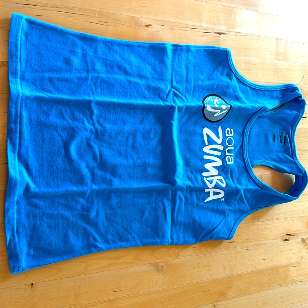Aqua Zumba, Instructor tank top in aqua blue.
